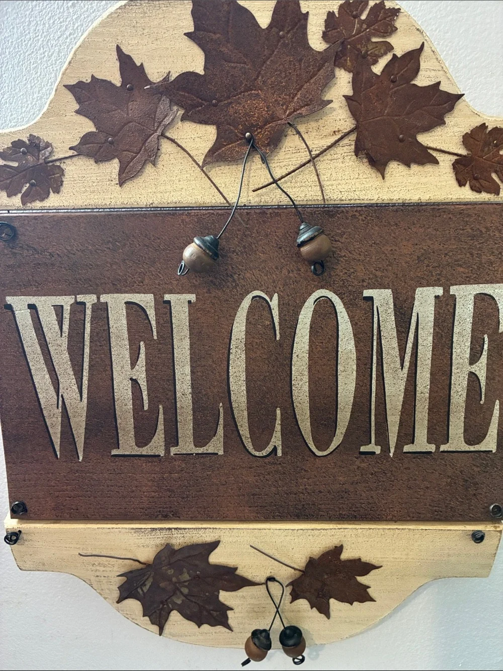 Welcome Wall Sign - Rustic Brown and Cream Home Wall Decor